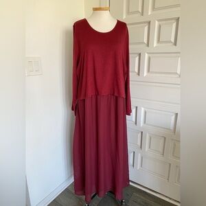 NWT Soft Surroundings Cassie Dress Long Maxi Chiffon Cabernet Size XL 1X 2X 3X